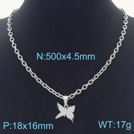 50cm Fashion Stainless Steel Butterfly Pendant O Chain Personality Jewelry Necklaces