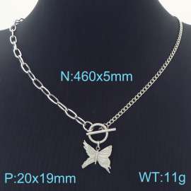 Fashion Stainless Steel Butterfly Pendant Vine Splicing Paperclip Chain OT Lock Jewelry Necklaces