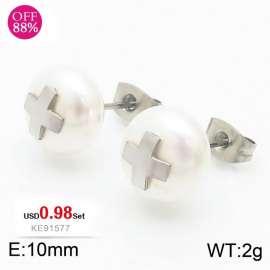 Round Shell Pearl Earrings for Women