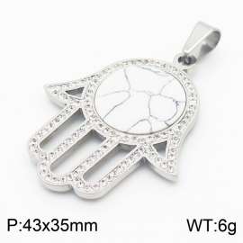 Stainless Steel Stone & Crystal Pendant