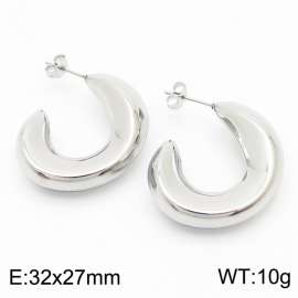 Women Stainless Steel Bamboo Circle Earrings