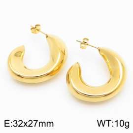 Women Gold-Plated Stainless Steel Cartoon Hook Shape Earrings