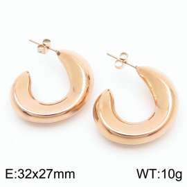 Women Rose-Gold Stainless Steel Cartoon Hook Shape Earrings