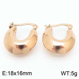 Women Rose-Gold Stainless Steel Plump U Shape Earrings