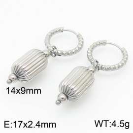 Stainless steel irregular circle combined rectangle lantern trendy silver earring