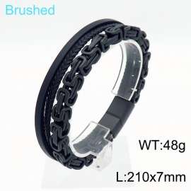 Stainless Steel Leather Bracelet