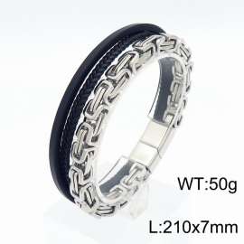 Stainless Steel Leather Bracelet