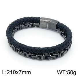 Stainless Steel Leather Bracelet