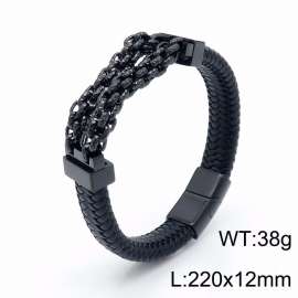 Stainless Steel Leather Bracelet