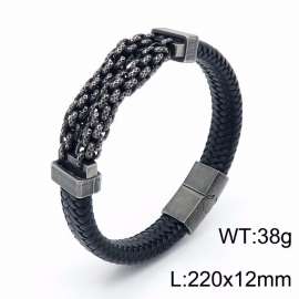 Stainless Steel Leather Bracelet