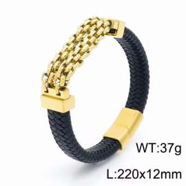 Stainless Steel Leather Bracelet