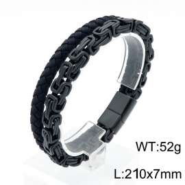 Stainless Steel Leather Bracelet