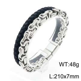 Stainless Steel Leather Bracelet