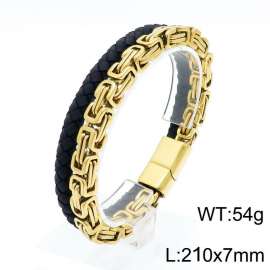 Stainless Steel Leather Bracelet