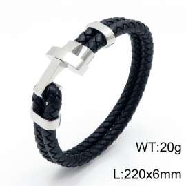 Stainless Steel Leather Bracelet