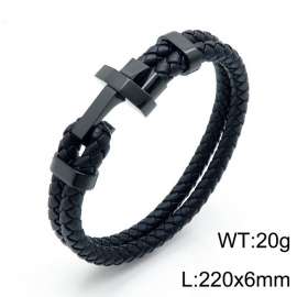 Stainless Steel Leather Bracelet