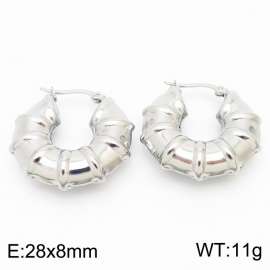 Women Stainless Steel Pipe Circle Earrings