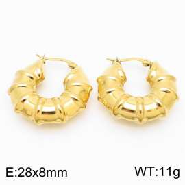 Women Gold-Plated Stainless Steel Pipe Circle Earrings