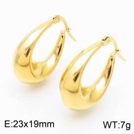 Women Gold-Plated Stainless Steel Long Crescent Shape Earrings