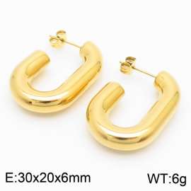 Women Gold-Plated Stainless Steel Hook Shape Earrings