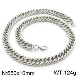 10mm 650mm Stainless Steel Cuban Chain Necklace Silver Color