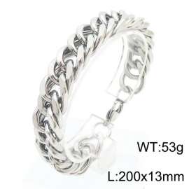 13mm Stainless Steel Cuban Chain Bracelet Silver Color