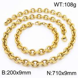 Stainless steel gold edged O-chain set