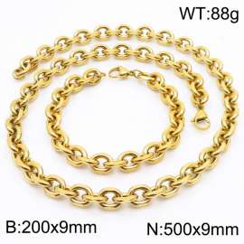 Stainless steel gold edged O-chain set