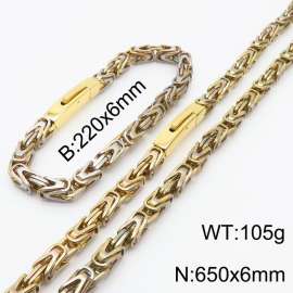 Personalized Retro Style Retro Chain Gold Bracelet Necklace Set Men's Jewelry