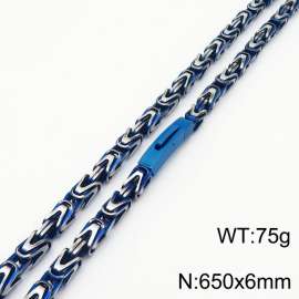 Creative and personalized fashion 650mm loop chain blue stainless steel necklace