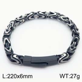 Vintage style black V-shaped woven men's 220mm stainless steel bracelet
