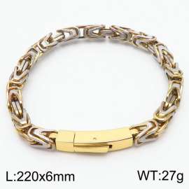 Retro style gold V-shaped woven men's 220mm stainless steel bracelet