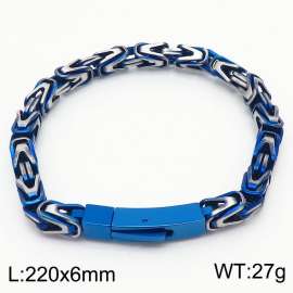 Retro style blue V-shaped woven men's 220mm stainless steel bracelet