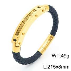 Personalized Stainless Steel Braided Rope Charm magnetic button leather Bracelets