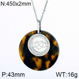 Stainless Steel Stone & Crystal Pendant