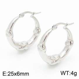 25x6mm Silver Stainless Steel Chunky Hoop Earrings