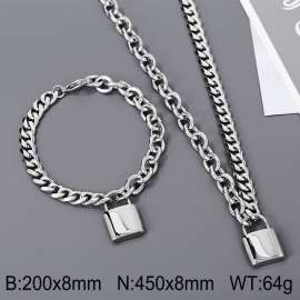 Stainless steel splicing chain lock head pendant set