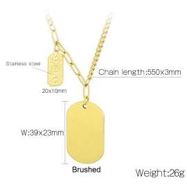 Stainless steel military pendant necklace