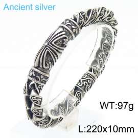 European and American fashion stainless steel 220 × 10mm retro creative pattern men's domineering ancient silver bracelet