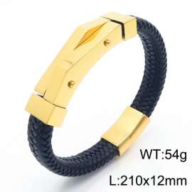 Fashion personality Stainless steel leather braided magnetic buckle bracelet