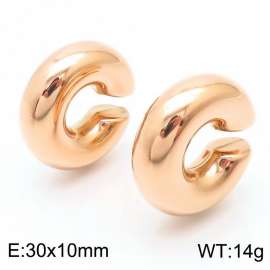 European and American fashion stainless steel C-shaped opening charm women's gold earrings