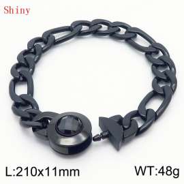 210×11mm Stainless Steel Bracelet for Men Black Color NK Chain Curb Cuban Link Chain Black Stone Clasp Men's Bracelet