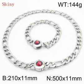 Simple Stainless Steel Cuban Link Chain 210×11mm Bracelet 500×11mm Nacklace for Male Silver Color NK Curb Chain Jewelry Set