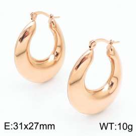 Women Rose-Gold Stainless Steel Thin U Shape Earrings