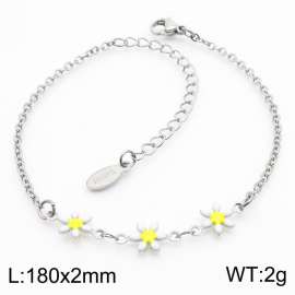 Wholesale Bohemian Style Stainless Steel White Flower Daisy Shape Bracelet For Women