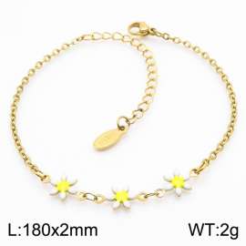 Fashion Ins Style 18k Gold Plated Stainless Steel Yellow White Shape Bracelet For Women