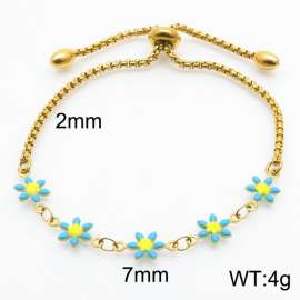 Fashion Adjustable Jewelry 18k Gold Plated Stainless Steel Flower Bracelets For Women