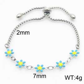 Wholesale Bohemian Stainless Steel Flower Daisy Adjustable Bracelet For Women Jewelry