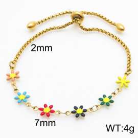 Fashion Jewelry 18k Gold Plated Stainless Steel Colorful Flower Adjustable Bracelets