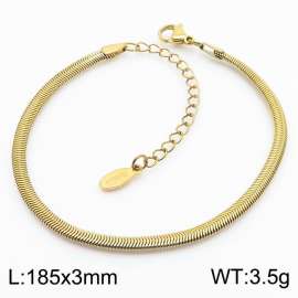 185x3mm Fashion 18k Gold Plated Snake Chain Jewelry Herringbone Stainless Steel Bracelets